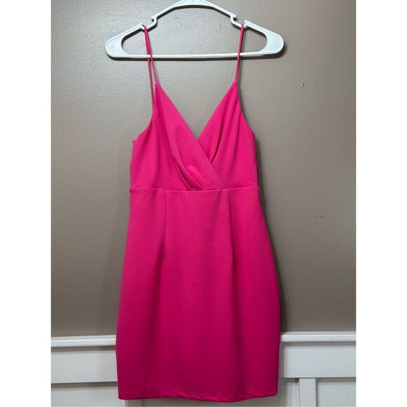 NWOT Hello Molly Down For Wine Barbiecore Pink Scoop Back Mini Cocktail Dress 8 - Picture 3 of 11